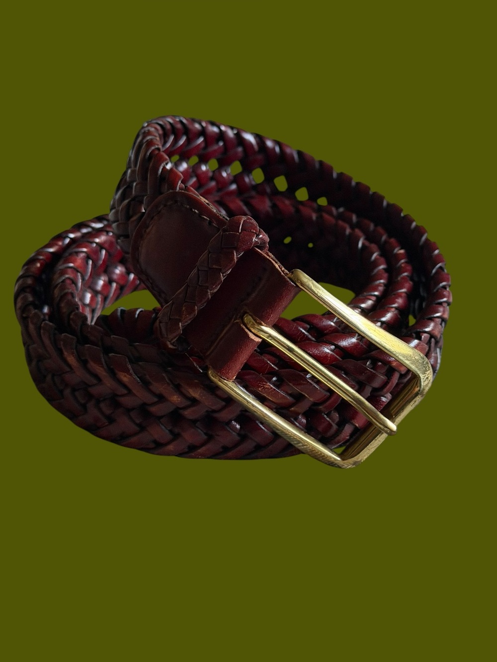 Allen Edmonds Brown Leather Braided Belt Brass Buckle Size 36 Academia Heritage